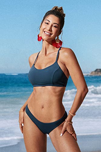 Image of CRZ YOGA Low Waisted Bikini Bottoms | Mid Cut Leg, Medium Bum Coverage, Full Lining, Swim, Bathing Suit Briefs for Women