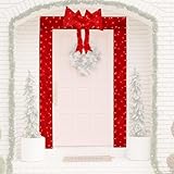 Goplus Lighted Christmas Doorway Arch, Light-up Xmas Decoration with 240 LED Lights, Removable Bow, Mounting Screws & Zip Ties, Pre-Lit Christmas Archway for Indoor & Outdoor Displays