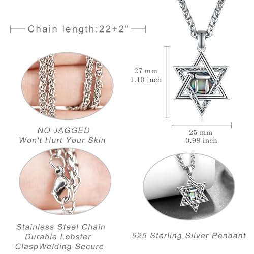 Star of David Necklace 925 Sterling Silver Jewish Star Necklace Jewish Gifts for Men Women4