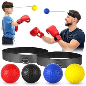 Boxing Reflex Ball, Fight Ball Reflex on String with Headband for Fight MMA Training Speed Reactions Adult/Kids Improve Punch Focus Sport Exercise Practice Fitness Elastic Rope Head Band Set Cap