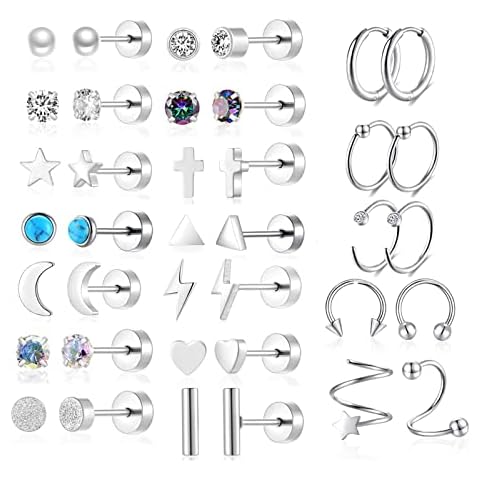 38Pcs Stainless Steel Earrings Set for All Cover