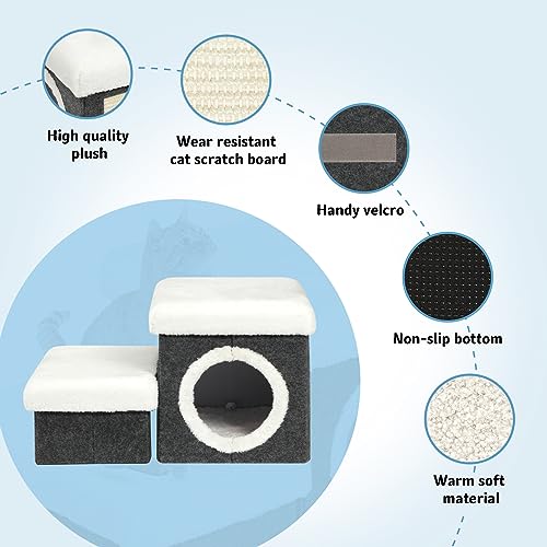 B-FSOBEIIALEO-Cat-House-Pet-Stairs-for-Beds-Sofa-Foldable-Dog-StairsSteps-2-Tier-Pet-Steps-with-Storage-Toy-Box-Small-Cat-house-for-indoor-house-Pet-Steps-Grey-157x126x126-inches - Cucciolini Doodles   B-FSOBEIIALEO-Cat-House-Pet-Stairs-for-Beds-Sofa-Foldable-Dog-StairsSteps-2-Tier-Pet-Steps-with-Storage-Toy-Box-Small-Cat-house-for-indoor-house-Pet-Steps-Grey-157x126x126-inches