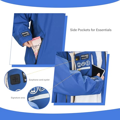 Image of Catalonia Waterproof Kids Swim Parka with Hood, Sherpa Lined Swim Coat with Inner Pocket & Write-On Name Tag