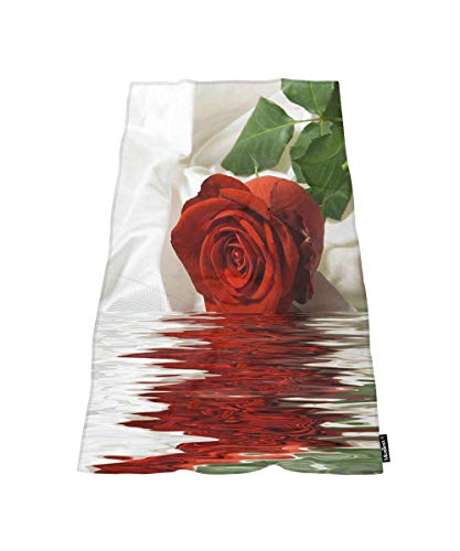 Moslion Comfy Bath Towels Red Rose Upon Warter Soft Bathing/Beach/Camping Towel for Women Men Girls Boys Large Size 64x32 Inches