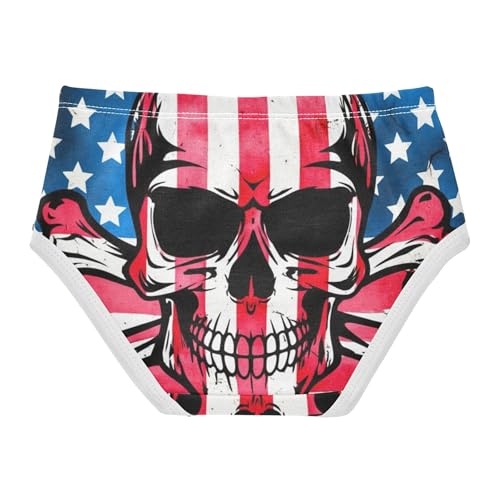 Grunge American Flag Skull Little Girl Panties Toddler Underwear Floral Cotton Animal Briefs Undies Kids 2t2