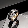 King Will Loop Tungsten Carbide Wedding Band 8mm Rose Gold Line Ring Black and Silver Brushed Comfort Fit 7.5 #1