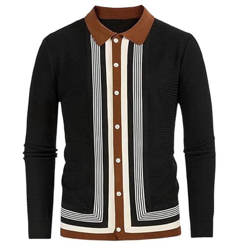 Dgoopd Collared Button Down Sweaters for Men Knit Long Sleeve Sweater Slim Fit Casual Fall Winter Sweaters