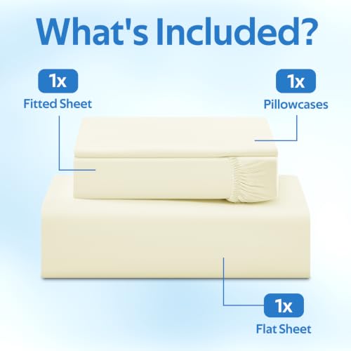 Image of Cooling Sheet Queen Size Set 3 Pieces, Double-Sided Cooling Bed Sheets for Hot Sleepers & Night Sweats, Ultra Stretchy Deep Pocket Fitted Sheet Fits Up to 18 inch, with 1 Pillowcases, Beige