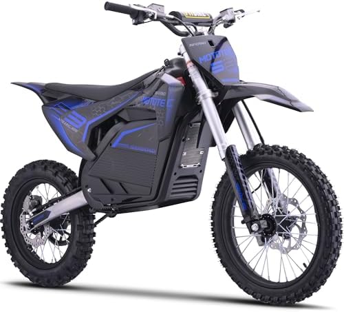 KOOZ 72v Pro 5000w Electric Dirt Bike for Adult,HP117E Electric-Motorcycle with 30AH Lithium Battery, Top Speed 50 MPH 40 Miles Range,Hydraulic Brakes Mountain Off-Road Ebike. (72V 5000W Blue)