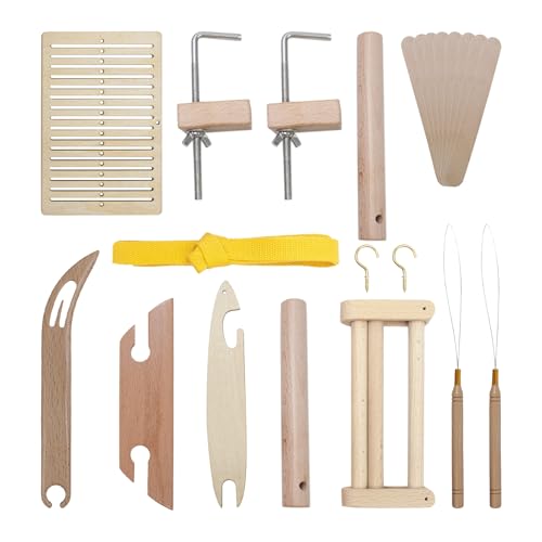 Kit de navette de tissage, 20 pièces en bois biseauté pour planche à tricoter, pinces à déformer et pince à tisser, accessoires pour débutants