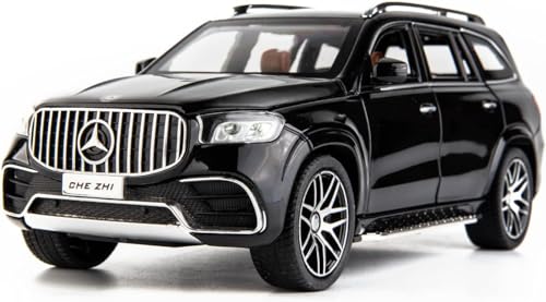 Image of 1 /24 Benz GLS63 AMG Model Car,Zinc Alloy Diecast Toy Car Pull Back with Light and Sound Toy Vehicle Door Can Be Opened (Black)
