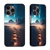 Vayuixue Glowing Pavement Leading to Distant Peaks for iPhone 14 Phone Case - Full Package Spray Paint, Glossy Material,Full Package Spray Paint Black