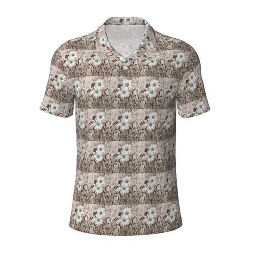 Polo à manches courtes respirant pour homme motif marguerites anti-transpiration