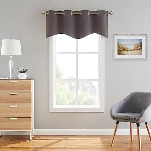 ASATEX Charcoal Valance, 54 x 18 inches, Farmhouse Style, Kitchen, Dining Room, Bathroom, Blackout, Rod Pocket Cover