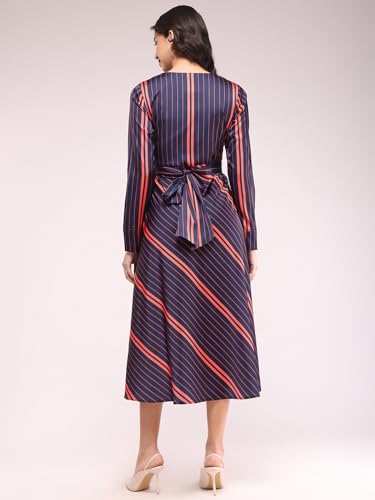 Image of FableStreet Women Satin Fit and Flare Dress|Perfect for Casual, Office, and Everyday Outfits