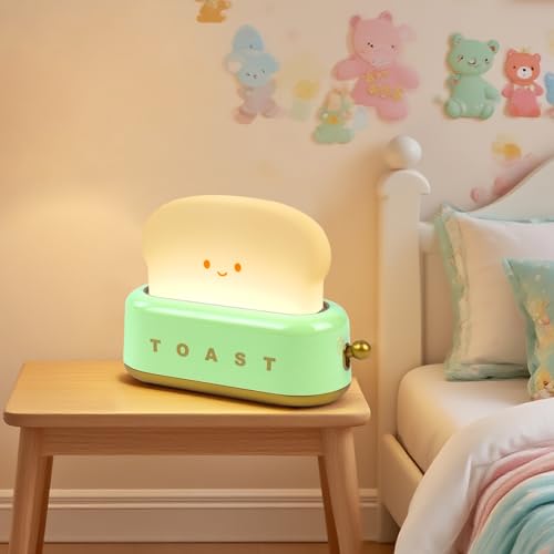 URAQT Decorative Table Lamp, Cute Night Light Green Toast Lamp, Dimmable Toast LED Night Lamp with Timer, Portable Bedroom Bedside Sleep Lamps Creative Bread Night Light for Baby Teens Girls Boys - Image 8