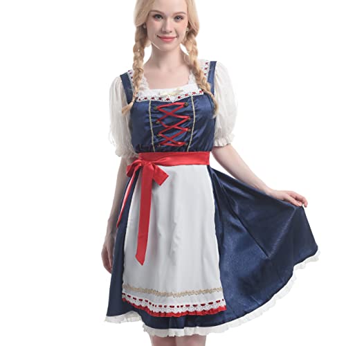 CR ROLECOS Dirndl Damen Midi 3 Teiliges Trachtenkleid Set, Dirndl Damen Oktoberfest Traditionellen Dirndl Bayerisches Tracht Cover