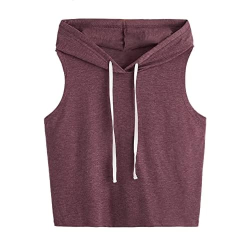 SweatyRocks Women’s Summer Sleeveless Hooded Tank Top T-Shirt for Athletic Exercise Relaxed Breathable