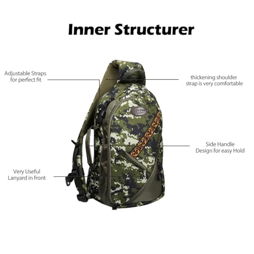 Camo Fishing Sling Pack Adjustable Size Fly Fishing Accessories Tackle Bag Outdoor Sports Sling Crossbody Chest Bag Daypack for Hiking Travel4