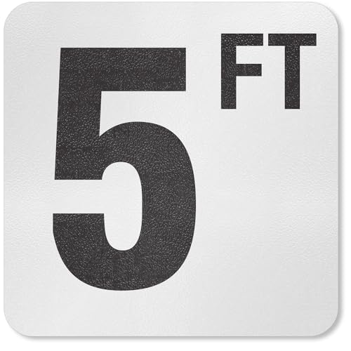 SmartSign 5 FT Pool Depth Marker 4 Letter Size 5.75 x 5.75 inches Vinyl Pool Sticker with Adhesive Anti-Skid Swimming Pool Number Markers Pool Safety Signage Made in USA