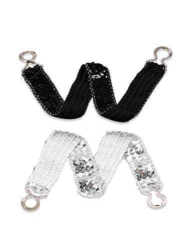uxcell Lady Sequins Decor Metal Interlooking Buckles Elastic Waist Belt2