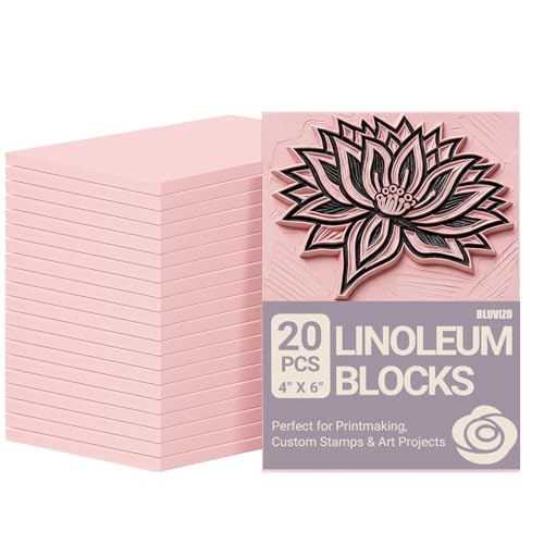 Image of Rubber Linoleum Blocks for Printmaking: 20Pcs 4 inch x 6 inch Stamp Carving Kit - Perfect for Linocut Block Printing Supplies, Stamp Making, Craft Materials and DIY Art Projects