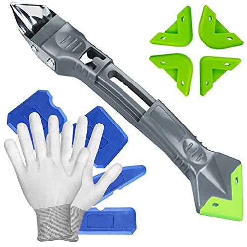 Gmili Kit de HHerramienta para quitar silicona 5 en 1, juego de raspador de lechada, Seam Repair Tools + Guantes de trabajo, herramienta selladora para azulejos, cocina, baño, suelo Cover
