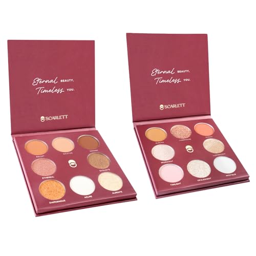 Luxe Eyeshadow Combo Pack | 2 Palettes with 8 Matte & Shimmer Shades Each | Smooth & Blendable Eye Makeup | Multi-Color |