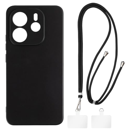 Funda compatible con Xiaomi Redmi Note 14 4G de 164 mm + cordones universales para teléfono móvil, correa suave de silicona TPU para Xiaomi Redmi Note 14 4G 164 mm (6.65 pulgadas)