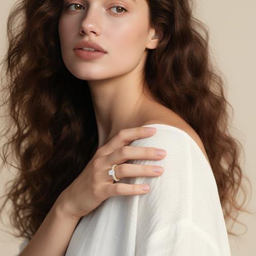 3CT Moissanite Engagement Rings for Women, 925 Sterling Silver Elongated Cushion Cut Ring with Cubic Zirconia, Classic Promise Anniversary Wedding Bands Mothers Day Gifts Size 5-93