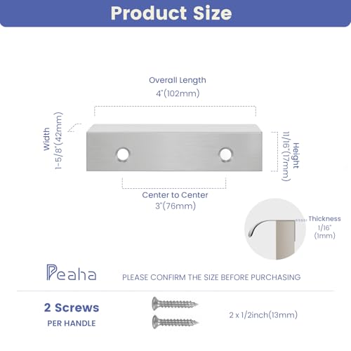 Image of Goldenwarm Brushed Nickel Cabinet Handles 3 Inch 100 Pack, Finger Pulls for Cabinets, Edge Pull for Dresser Drawers, Aluminum Alloy, Modern Kitchen Hardware for Dresser Bathroom Closet and Cupboard