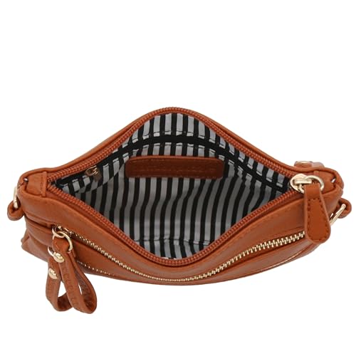 Image of FashionPuzzle Multi Zipper Pocket Small Wristlet Crossbody Bag