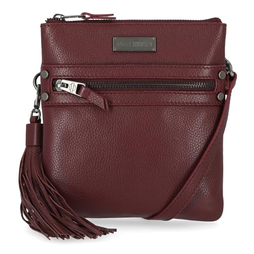 Harley-Davidson Women's Classic Leather Crossbody Adjustable Shoulder Bag - Red2