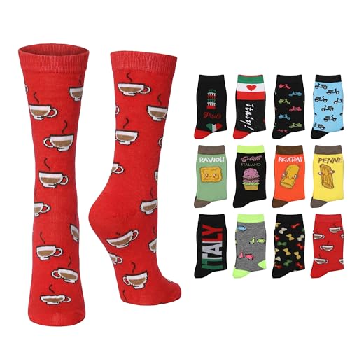 Image of Tipi Toe Women's Fun Patterned Dress Socks, 12-Pack Lightweight Colorful Crew Socks, Casual Novelty Assorted Designs