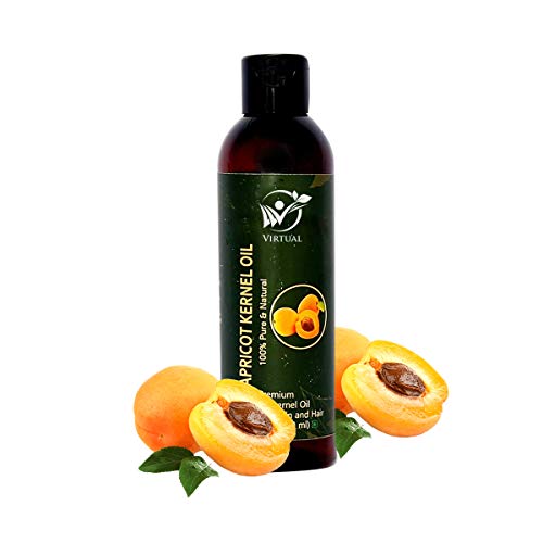 Image of VIRTUAL Pure Apricot Kernel Oil For Shine Hair, Skin Care, Moisturising Dry Skin & Cold Pressed Natural Oil (180ml)
