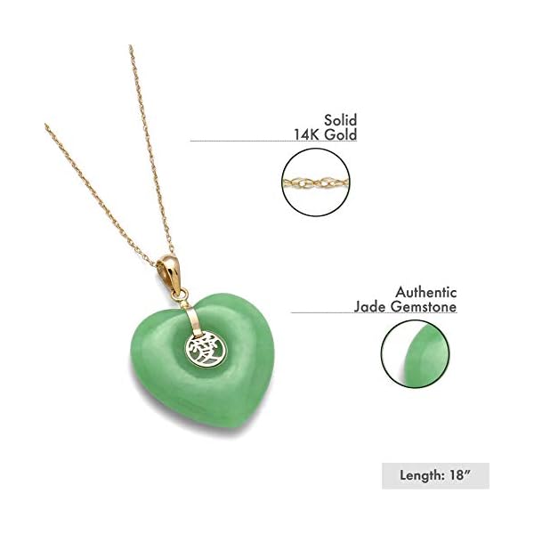 Belacqua Natural Green Jade Love Symbol Heart Charm Pendant Necklace in 14K Yellow Gold, Dianty Jewelry for Women, Gift Box Included - Image 4