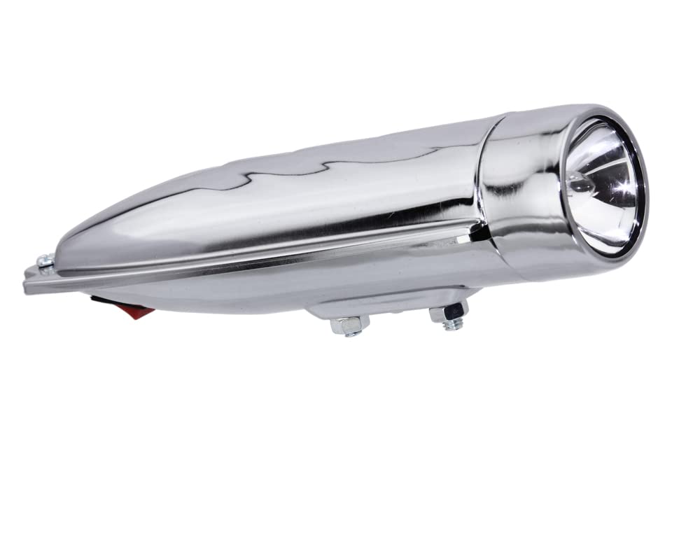 ALTALINE Bicycle Front Fender Torpedo Style Bullet Head Light in Chrome