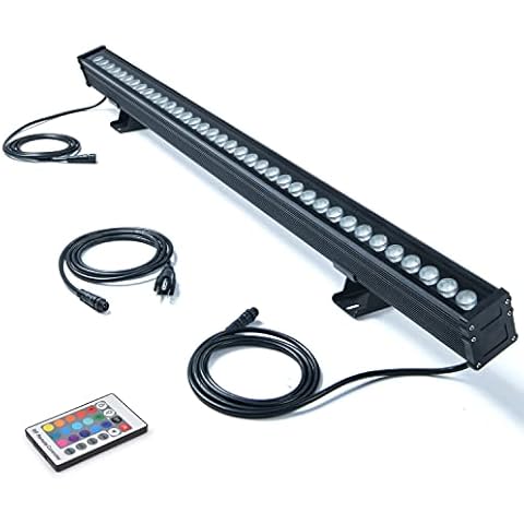 RSN LED Wall Washer Light, 144W RGBW Linkable Linear Wall Washer Light with Remote Controller, 14400 LM Color Changing LED Light Bar for Outdoor Indoor Lighting Projects Cover