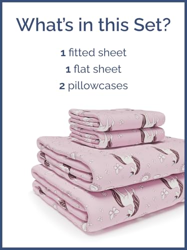 Image of Kids Full Unicorn Pink Bed Sheets - 4 Piece Kids Unicorn Pink Sheet Set