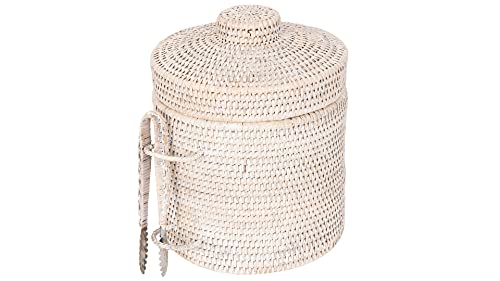 KOUBOO La Jolla Ice Bucket with Tongs White Wash