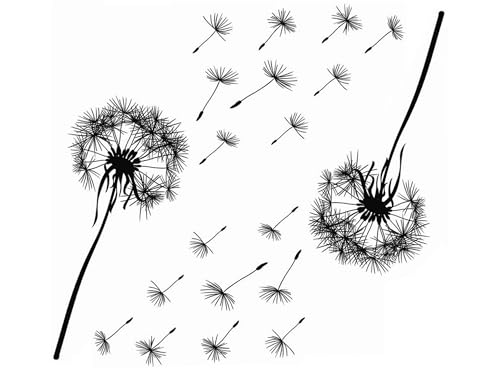 Dandelion 2 pcs 4 Inch Black Fused Glass Decals