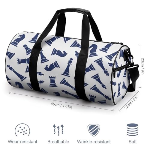 Sac de gym échecs bleus léger résistant pour bagage cabine week-end - 2