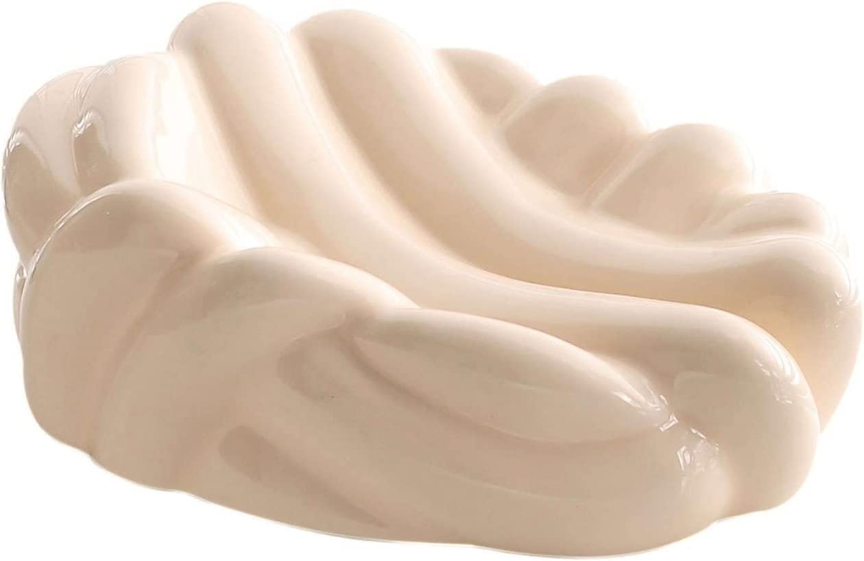 jabonera jabonera de ceramica Jabonera de estilo europeo, caja de jabón de cáñamo simple de cerámica, jabonera for barra de jabón, bandeja de jabón ovalada, for decoración de baño-Blanco-13x5cm ( Colo