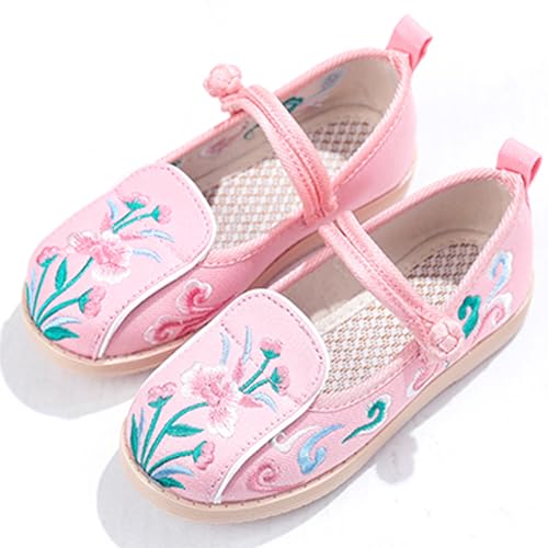 WUIWUIYU Toddlers Girls Chinese Traditional Embroidered Shoes Round Toe Ballet Flats Retro Dress Mary Jane Flat3
