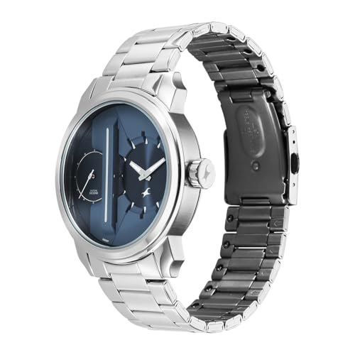 Image of Fastrack Pulse IV with Blue Dial Silver Stainless Steel Strap Watch for Men - 3341SM02