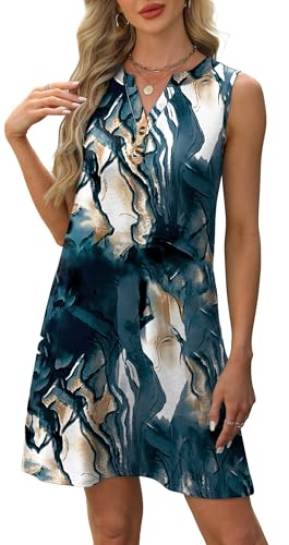 Image of XIEERDUO Summer Dresses for Women 2026 Beach Vacation Clothes V Neck Button Sundresses with Pockets