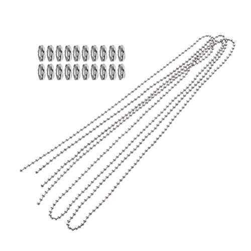 Image of Set Ceiling Pull Chain with Connector Beaded Pull Chain Extension with Matching Connector Fan Bed Light Extender Lamp Accessories (1 Beaded and 20, Silver)