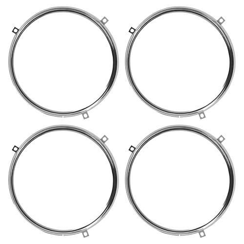 ALMULOO Front Headlight Bezel Door Ring Compatible with 1958-1972 Chevy Chevrolet Impala Chevelle El Camino 1966-1970 Pontiac GTO LeMans Tempest Steel Front Lamp Headlamp Trim Chrome Silvery 4 PCS by ALMULOO - Image 2