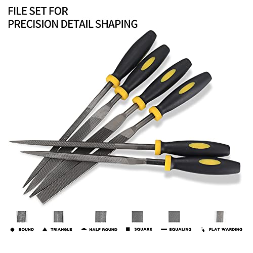Metal File Set, 6 Pcs Small Needle File Set, Metal Wood Rasps Files Tool Sets, Carbon Steel File Kit with Handle for Metal, Wood, Glass, Plastic, Leather, Jewelry