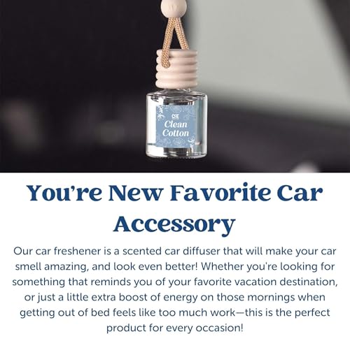 Image of CANDECraftCo Car Air Hanging Fragrance Oil, Car Auto Freshener for Essential Oils, Scents Fragrance Aromatherapy Automobile Diffuser, Long Lasting (Fresh Linen + Clean Cotton)